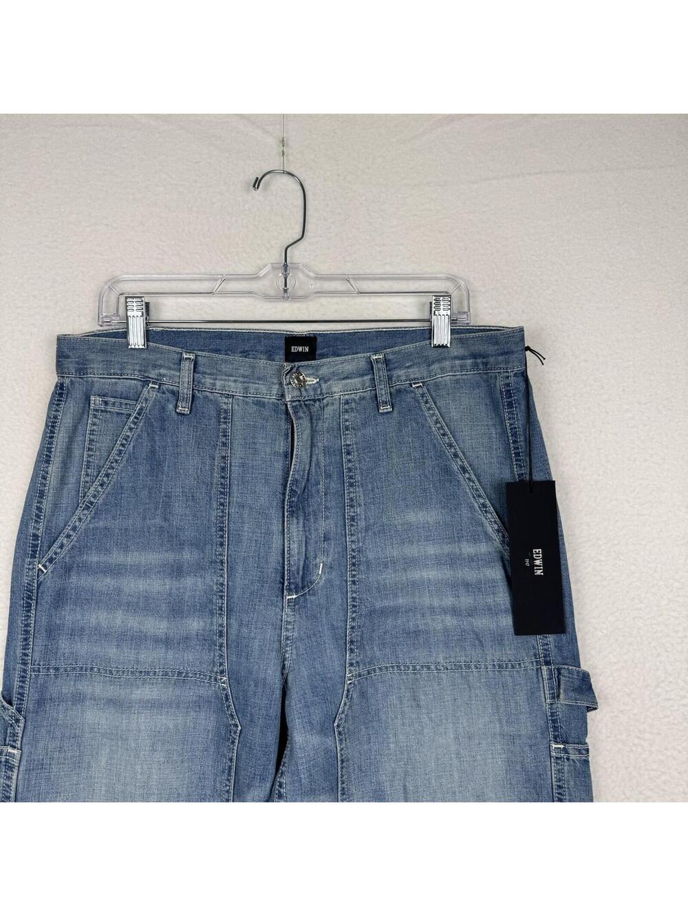 NEW Edwin Bailee Utility Pants Womens 31 Work Carpenter Denim Jeans Double Knee - Picture 2 of 11